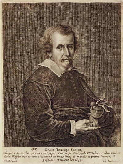 Portret van David Teniers I (1582-1649) plaat 45 uit een serie portretten van kunstenaars, gegraveerd door Peter van Leysebetten (1630-ca.1678) door Pieter van Mol